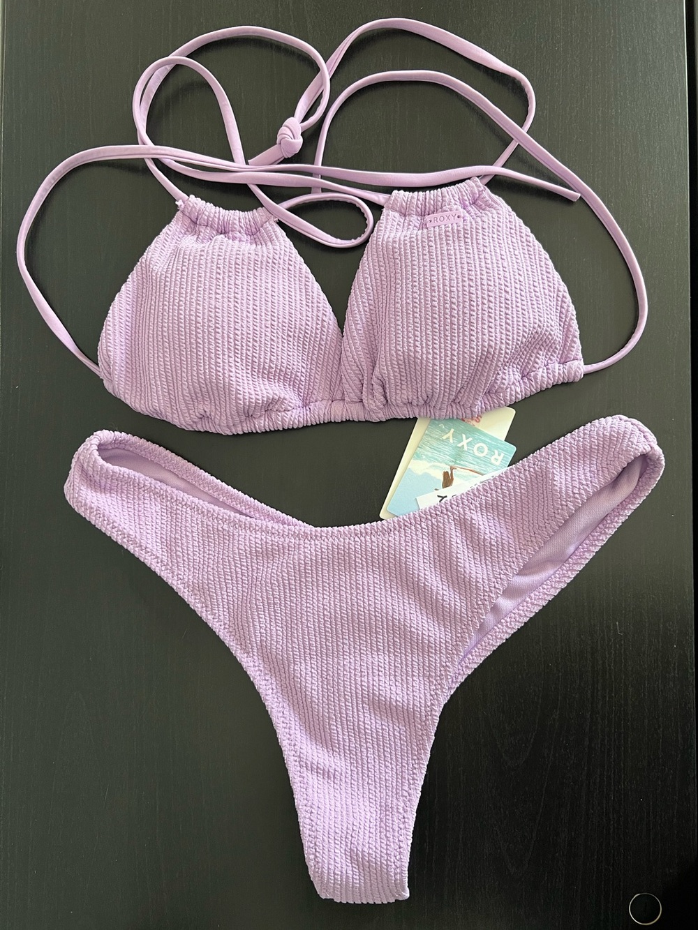 2/$32 Roxy Lilac Textured Bikini Set | Size Small - Picture 2 of 16